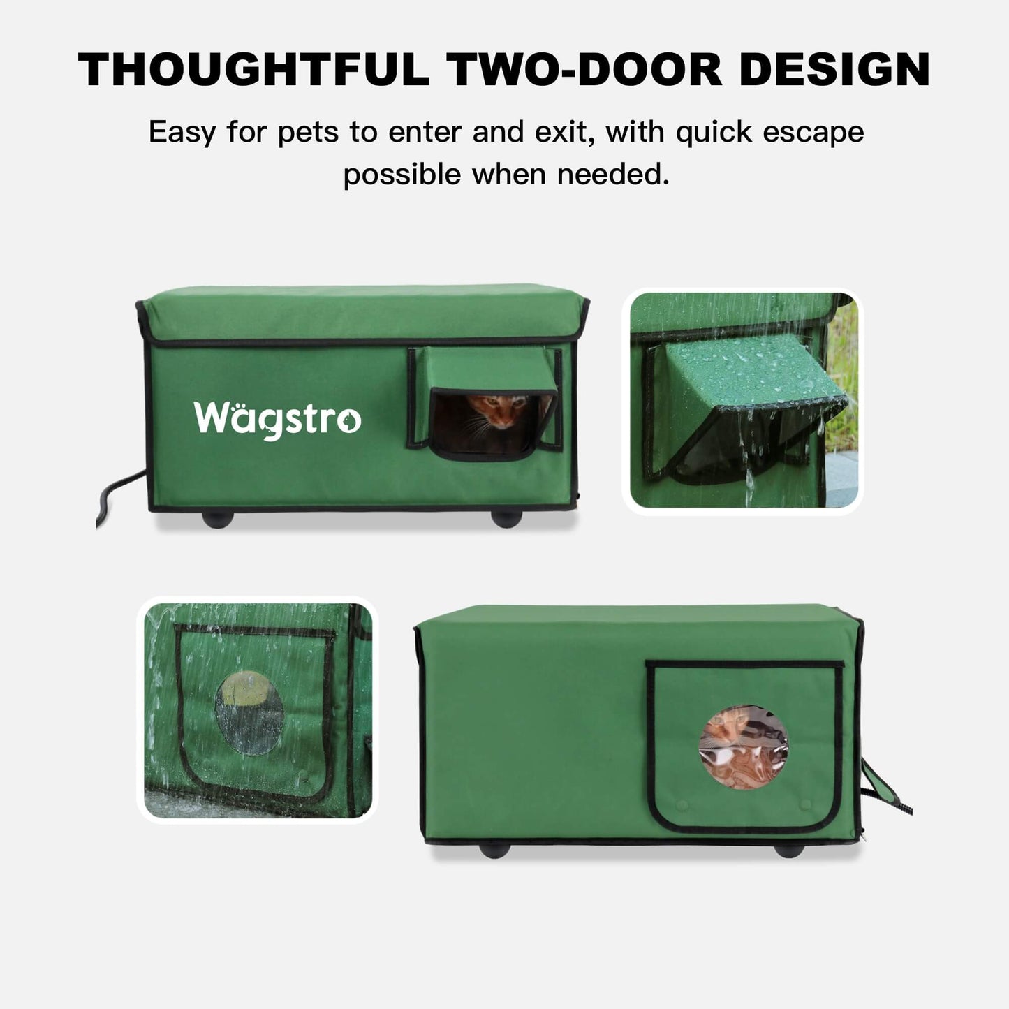 2024 - AllGuard Heated Outdoor Cat Shelter – Green | Compact Base