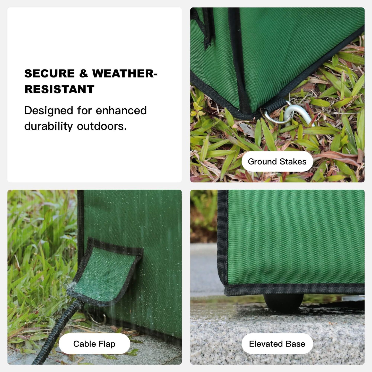 2024 - AllGuard Heated Outdoor Cat Shelter – Green | Compact Base