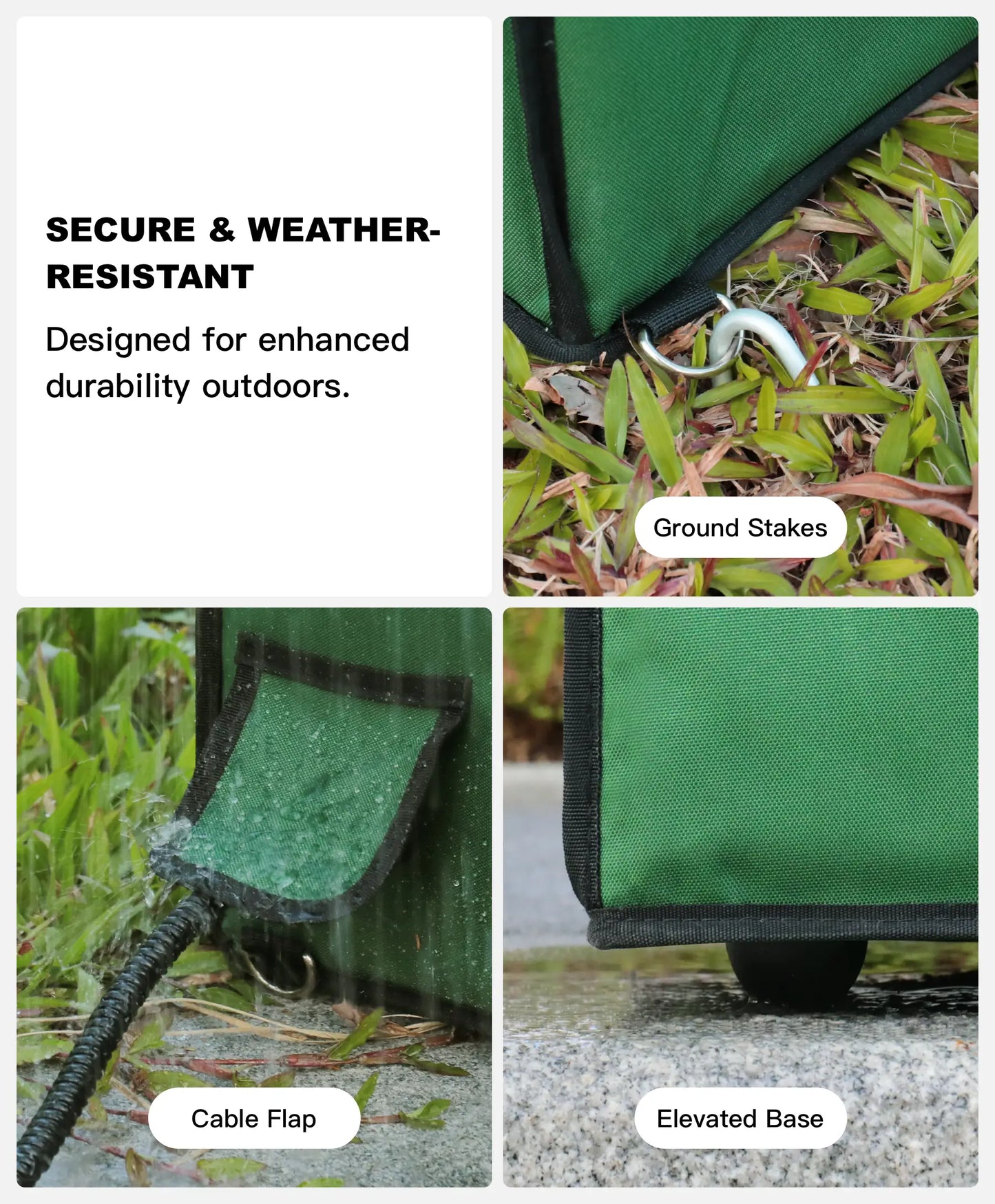 AllGuard™ Heated Outdoor Cat Shelter – Green | Compact Base