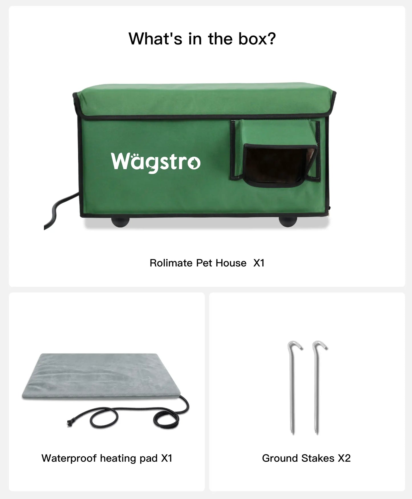 AllGuard™ Heated Outdoor Cat Shelter – Green | Compact Base