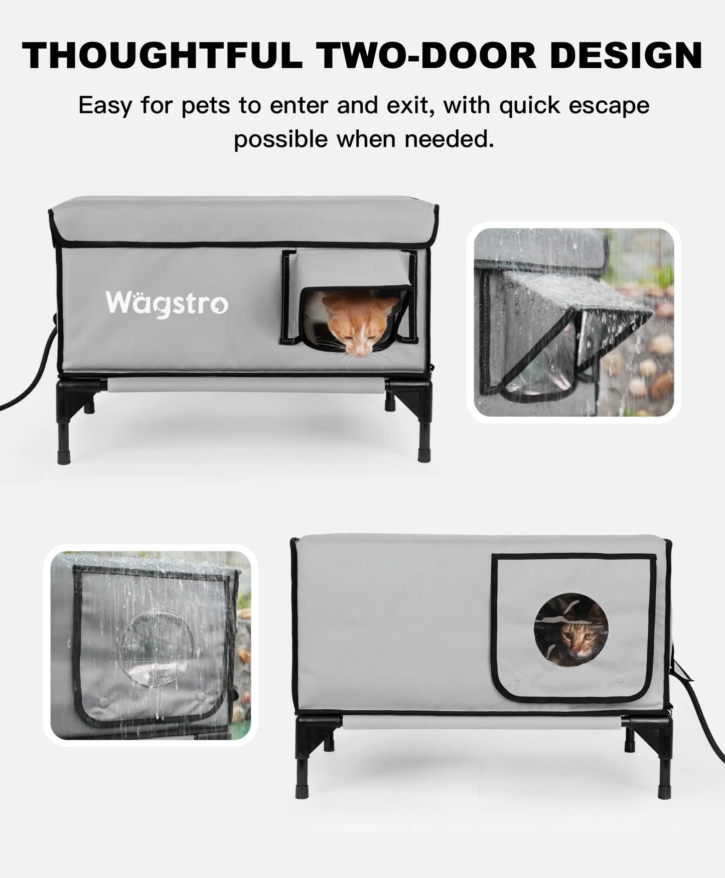 AllGuard™ Heated Outdoor Cat House – Stone Gray | Large