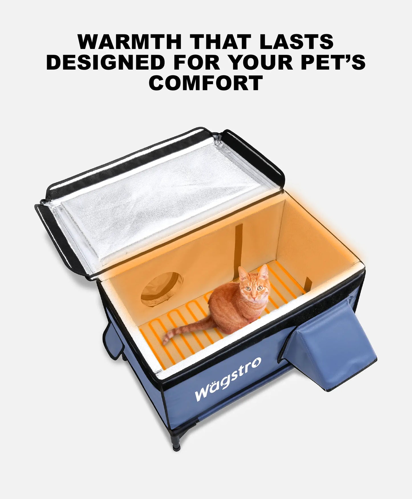 ArcticGuard™ Heated Outdoor Cat Shelter – Slate Blue | Large