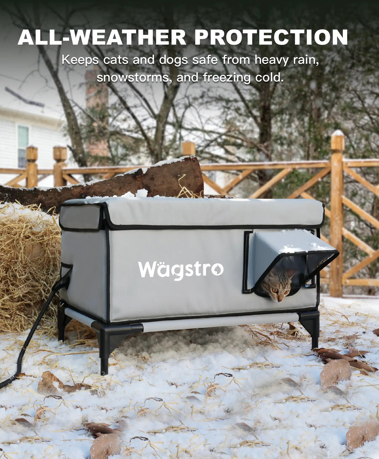 AllGuard™ Heated Outdoor Cat House – Stone Gray | Large