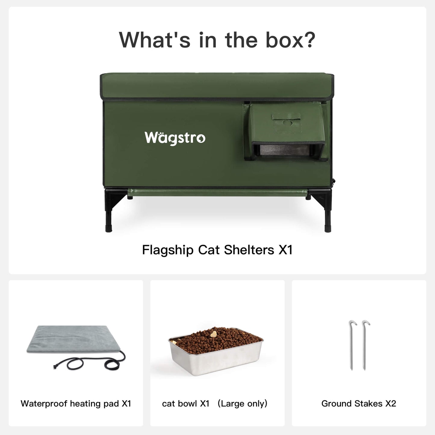 Flagship Outdoor Heated Cat House — Olive Green