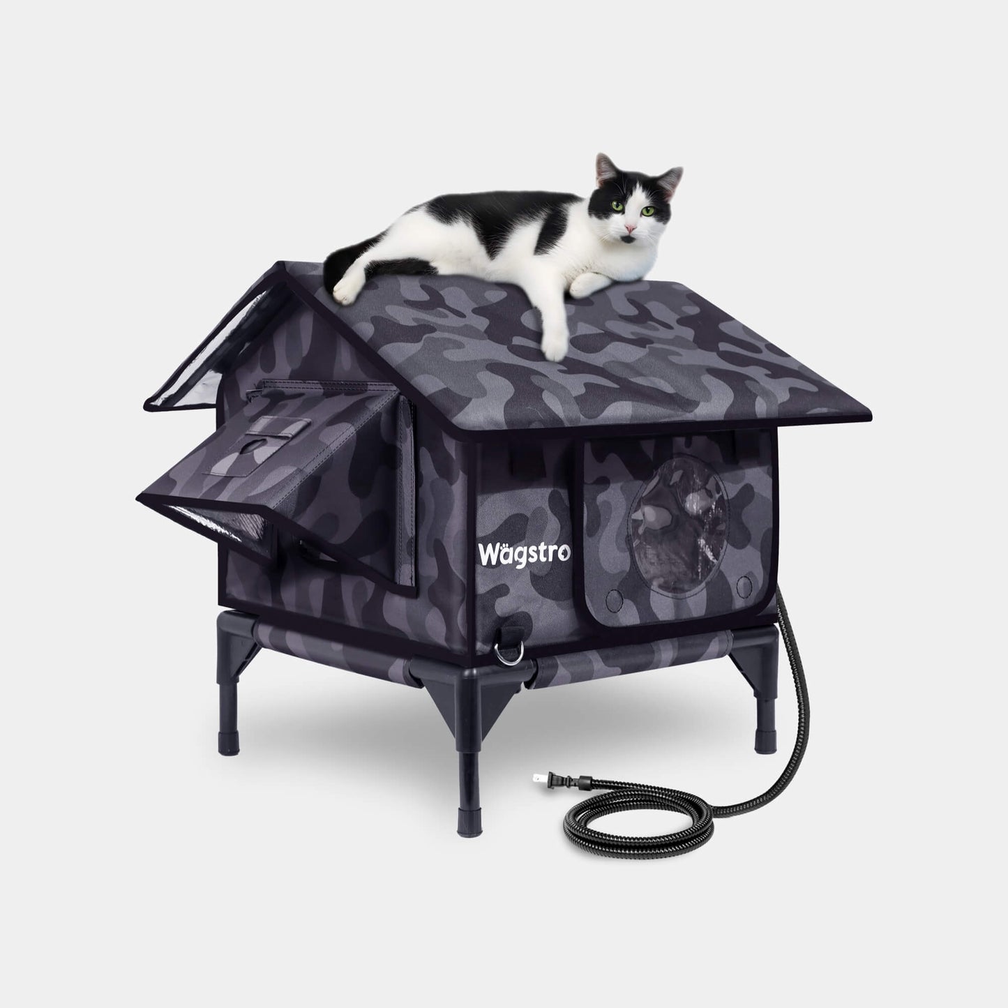 RoofHaus Outdoor Heated Cat House — olive green