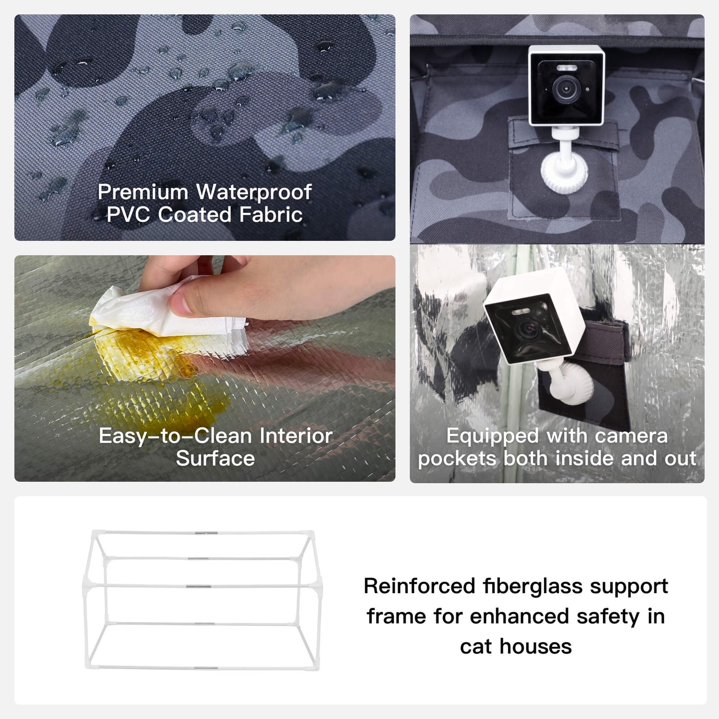 RoofHaus XL Outdoor Heated Cat House with Porch — Night Camo
