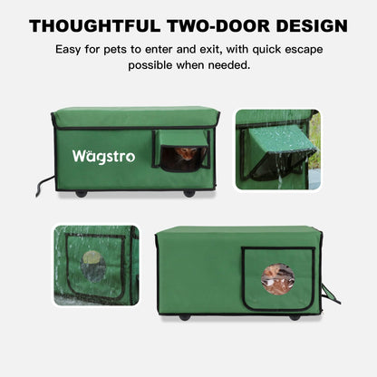 2024 - AllGuard Heated Outdoor Cat Shelter – Green | Compact Base
