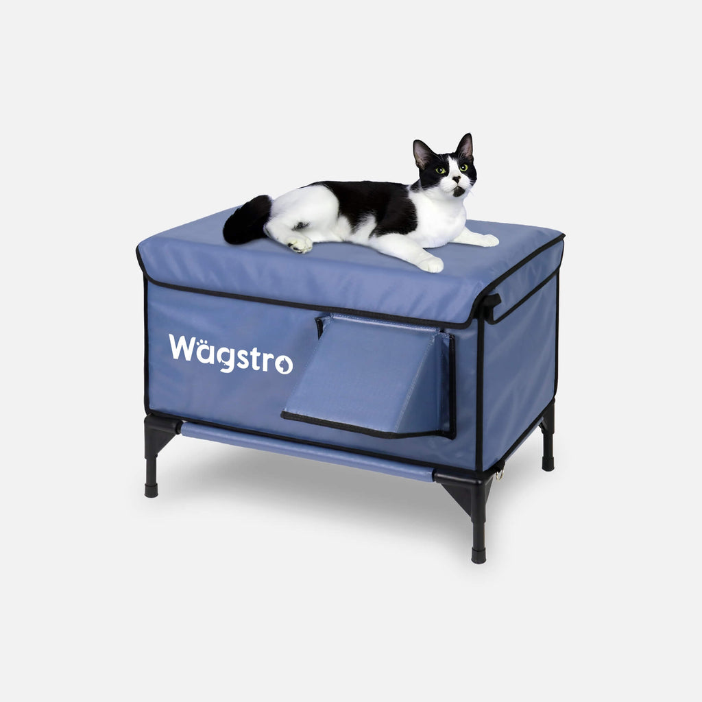 2024 - ArcticGuard Heated Outdoor Cat Shelter – Slate Blue | Large