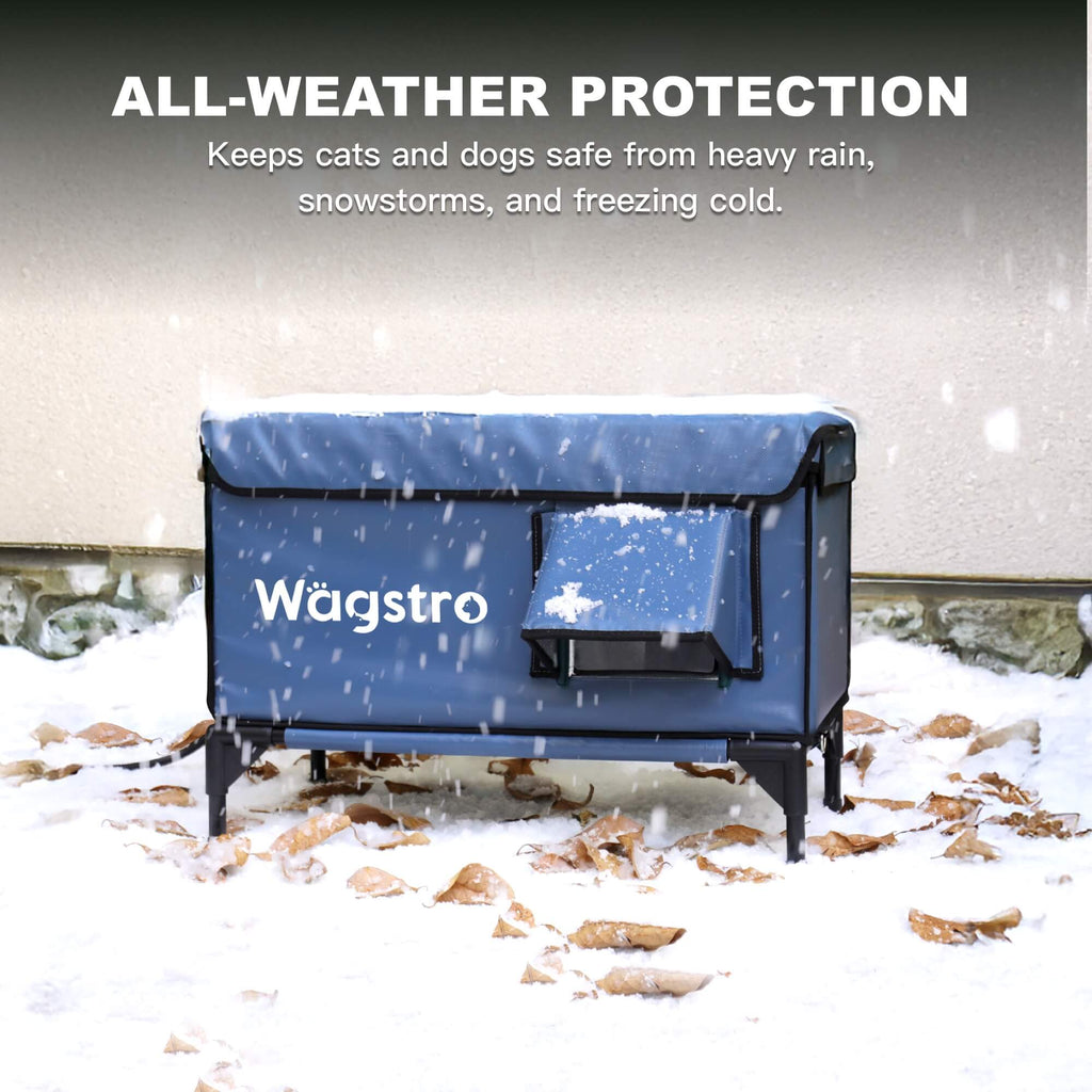 2024 - ArcticGuard Heated Outdoor Cat Shelter – Slate Blue | Large