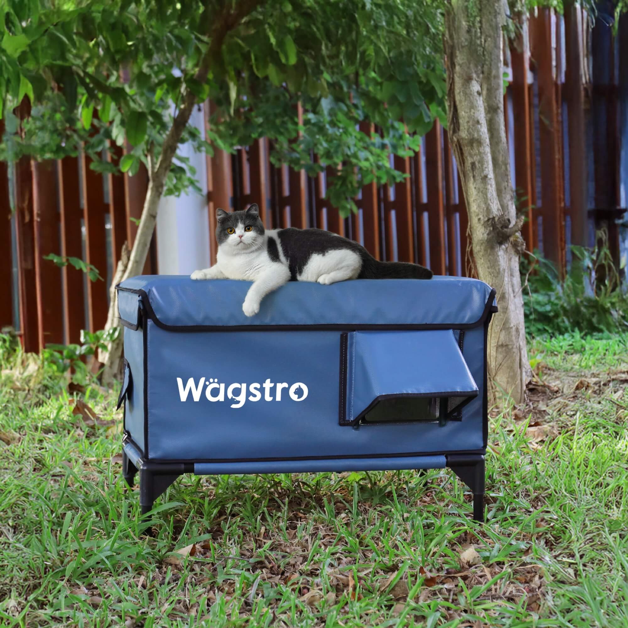 2024 - ArcticGuard Heated Outdoor Cat Shelter – Slate Blue | Large