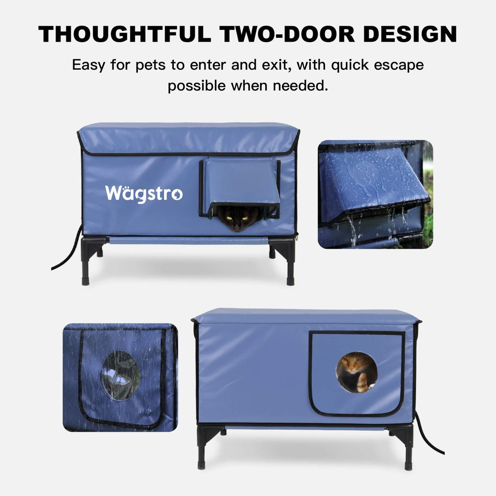 2024 - ArcticGuard Heated Outdoor Cat Shelter – Slate Blue | Large