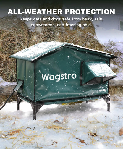 RoofHaus™ Heated Outdoor Cat Shelter – Dark Green | Small
