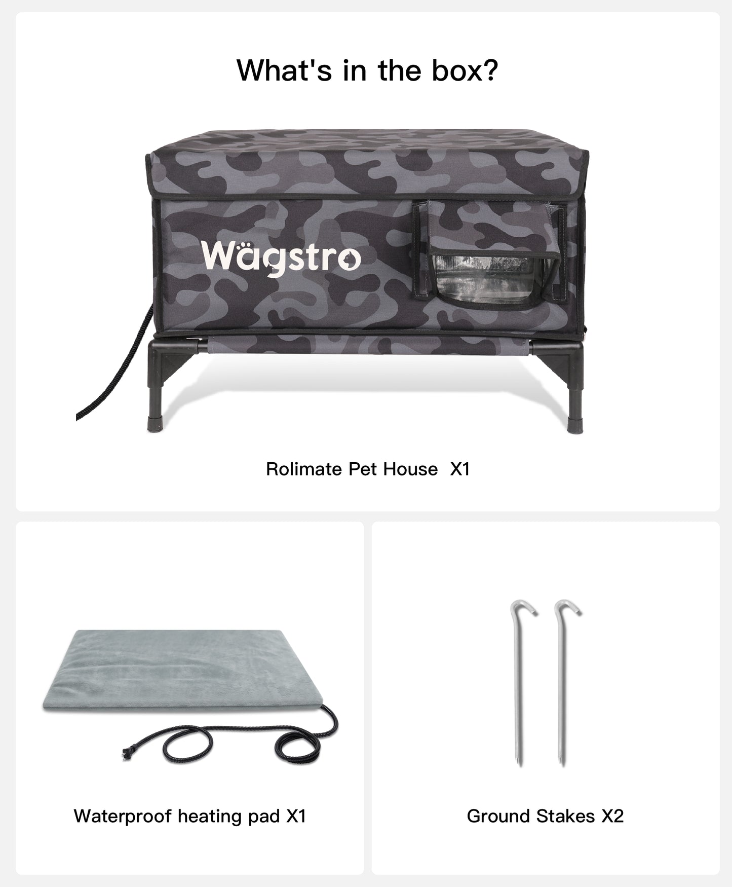 AllGuard™ Heated Outdoor Cat House – Black Camo | Large