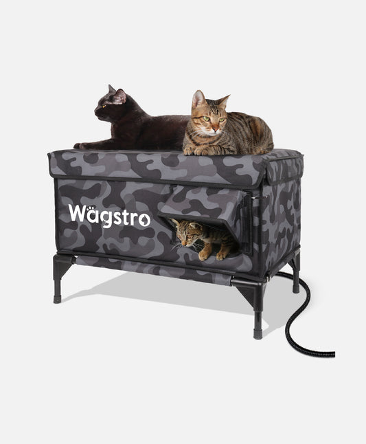 AllGuard™ Heated Outdoor Cat House – Black Camo | Large