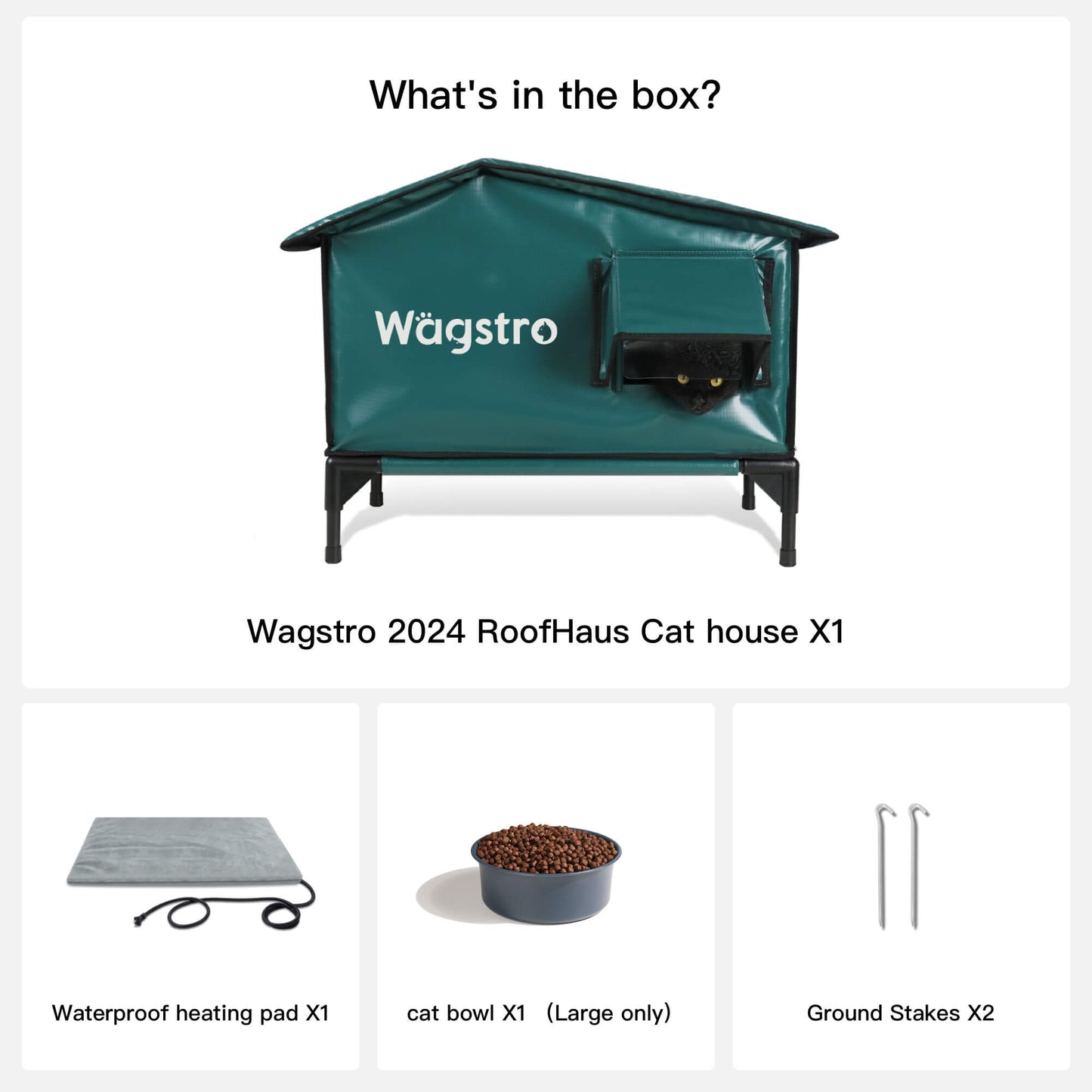 RoofHaus Heated Outdoor Cat Shelter – Dark Green | Small