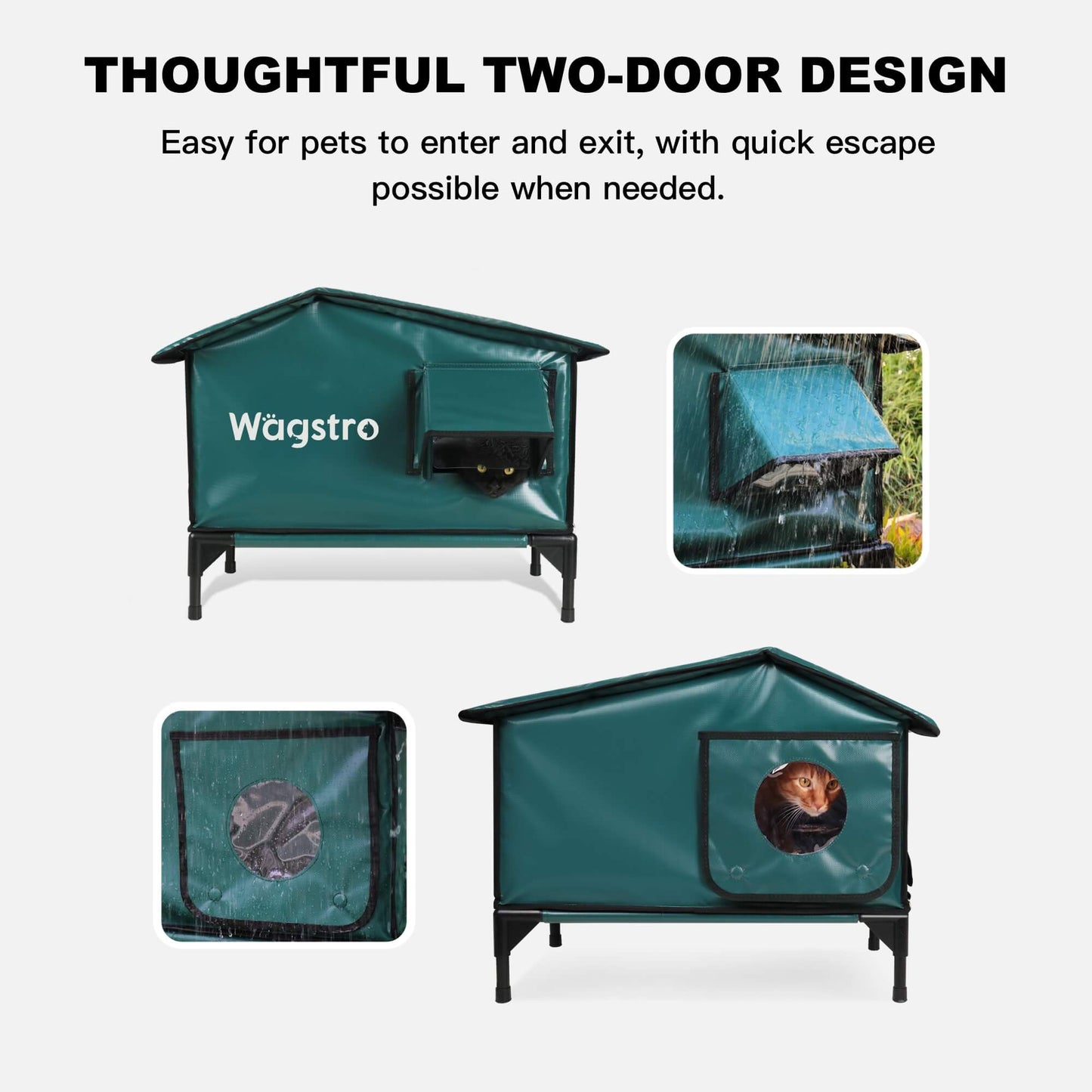 RoofHaus Heated Outdoor Cat Shelter – Dark Green | Small