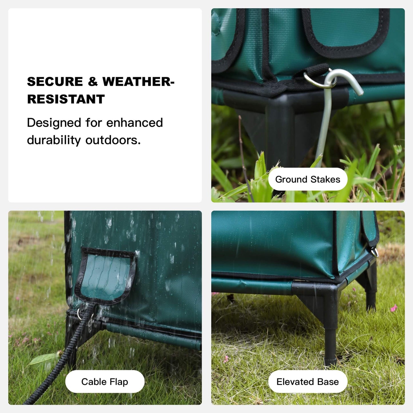 RoofHaus Heated Outdoor Cat Shelter – Dark Green | Small