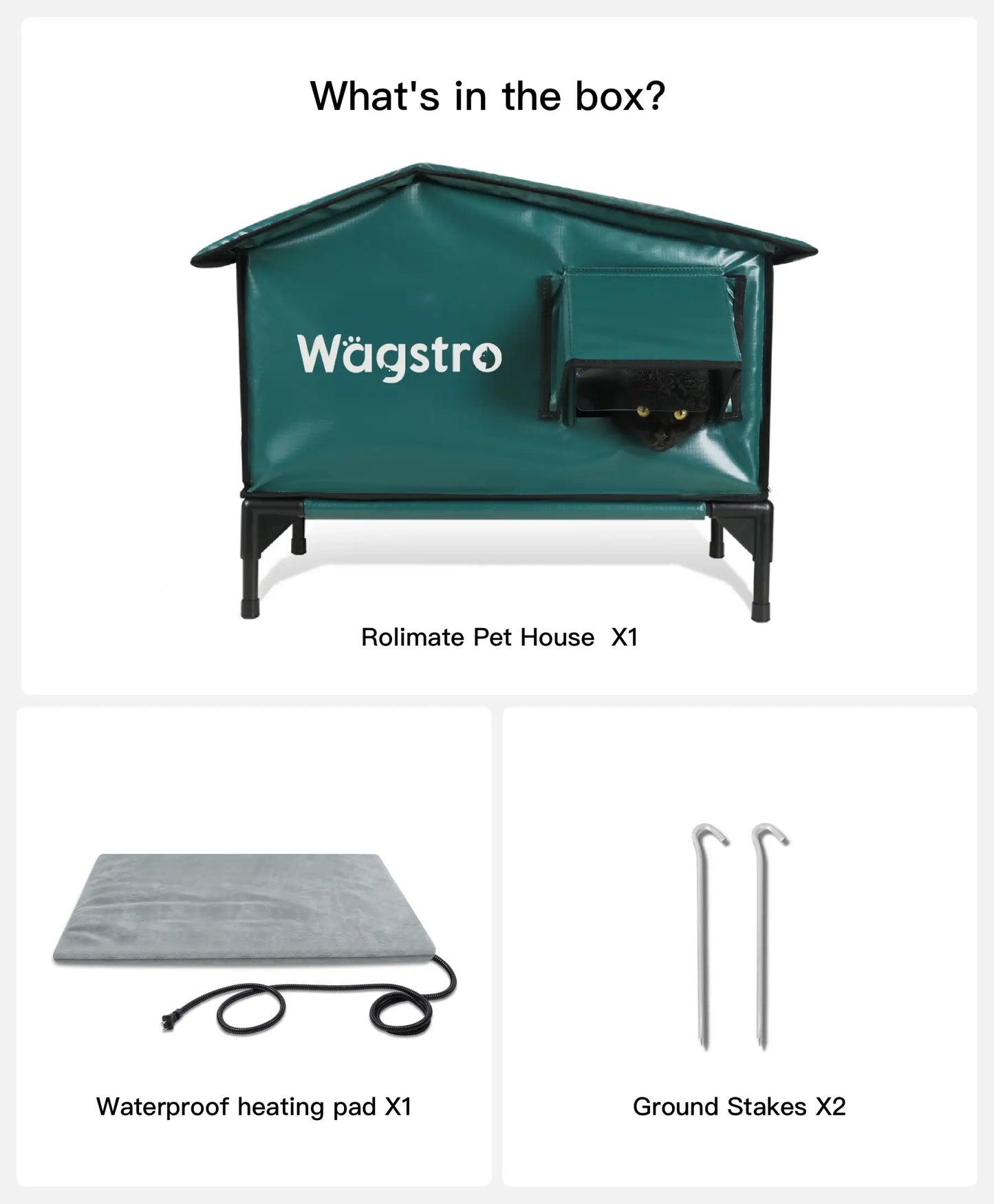 RoofHaus™ Heated Outdoor Cat Shelter – Dark Green | Small