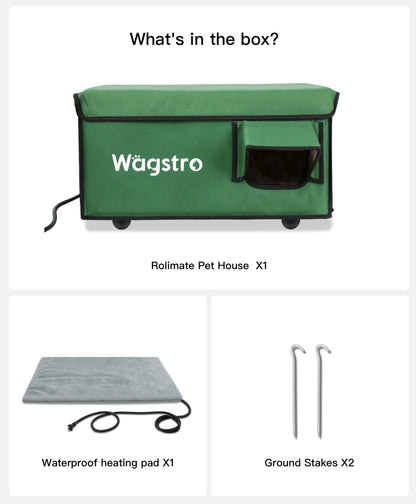 AllGuard™ Heated Outdoor Cat Shelter – Green | Compact Base