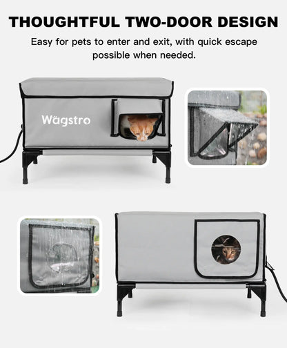 AllGuard™ Heated Outdoor Cat House – Stone Gray | Large