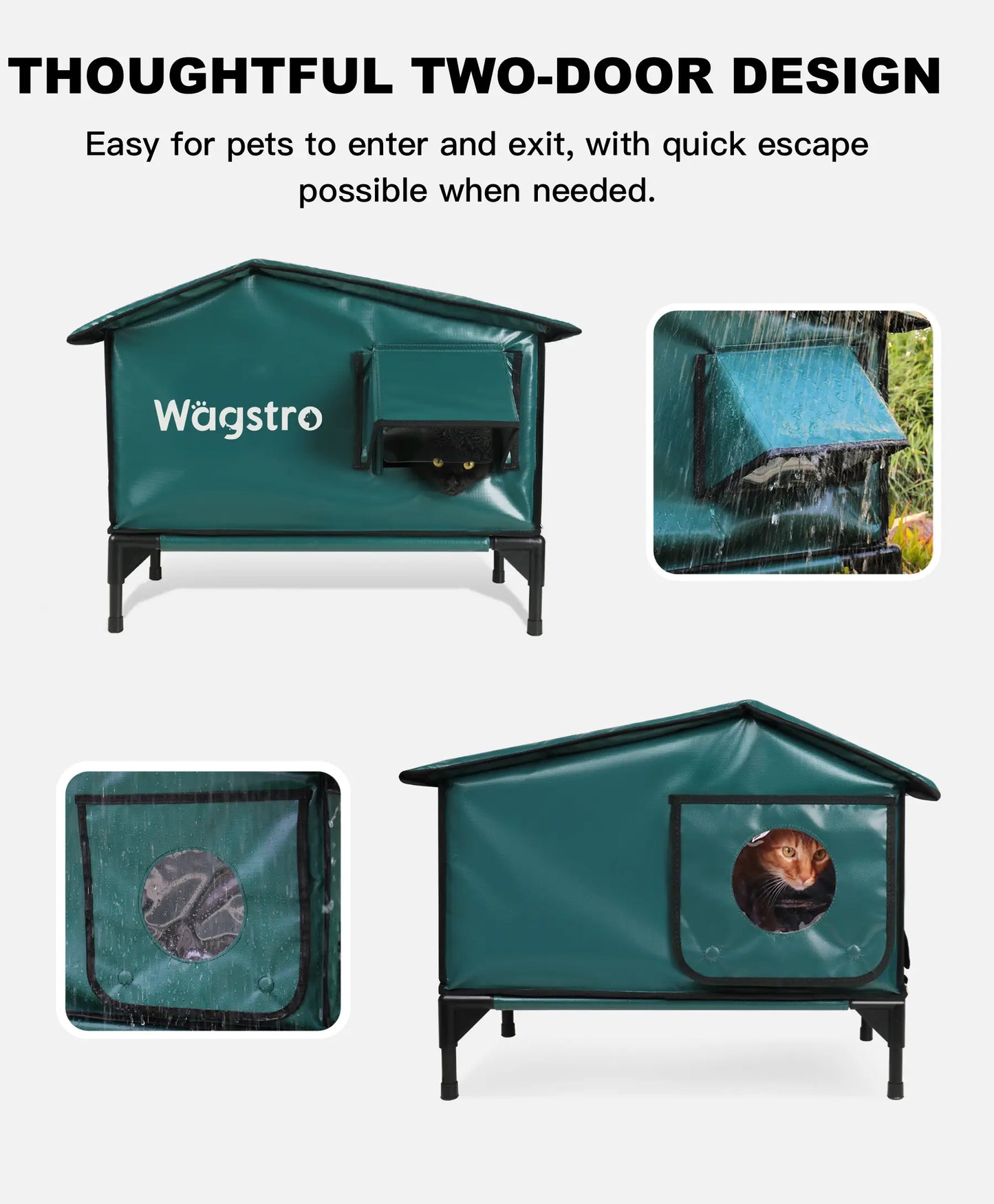 RoofHaus™ Heated Outdoor Cat Shelter – Dark Green | Small