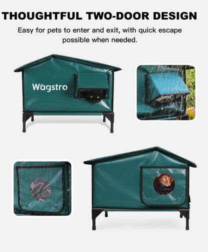 RoofHaus™ Heated Outdoor Cat Shelter – Dark Green | Small