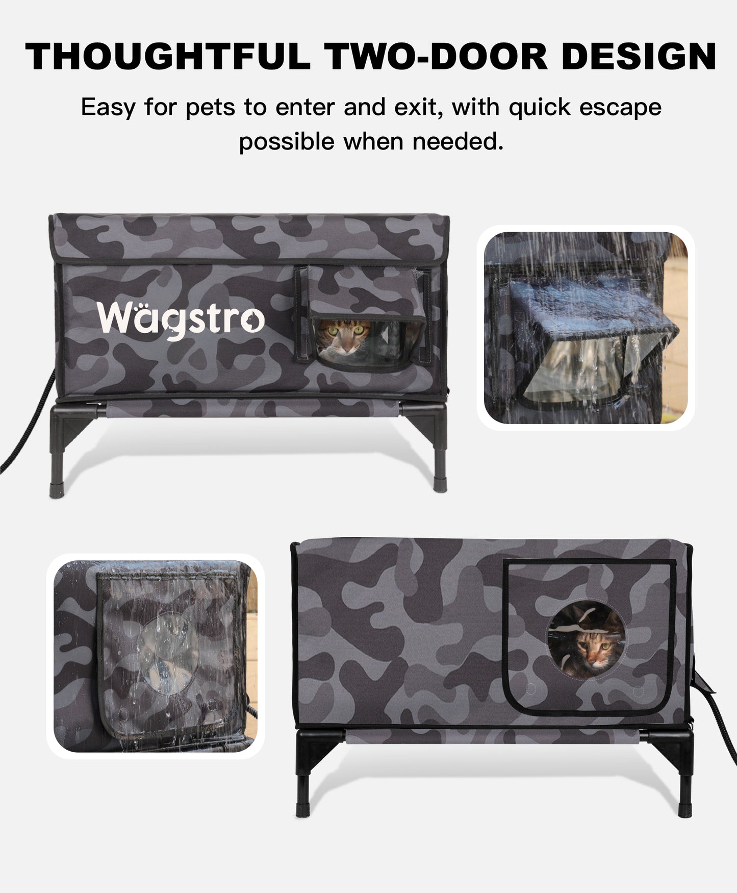 AllGuard™ Heated Outdoor Cat House – Black Camo | Large