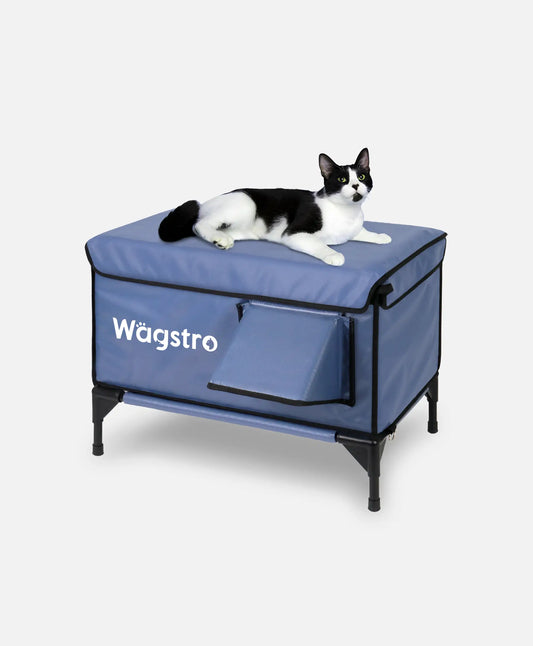 ArcticGuard™ Heated Outdoor Cat Shelter – Slate Blue | Large