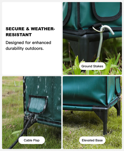 RoofHaus™ Heated Outdoor Cat Shelter – Dark Green | Small