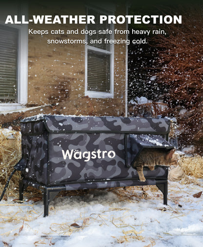 AllGuard™ Heated Outdoor Cat House – Black Camo | Large