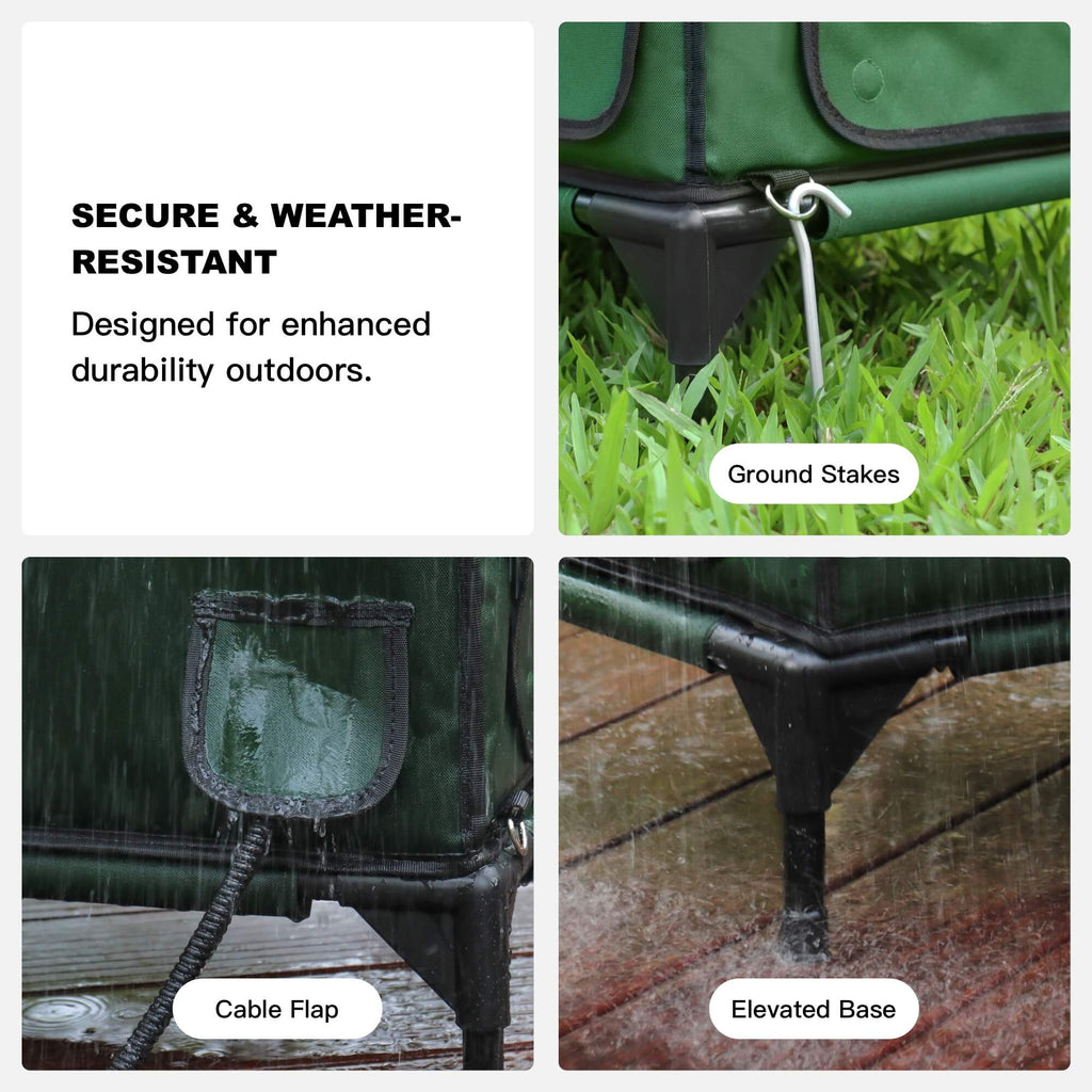 Dual doors—front entry and rear escape—for safer outdoor cats