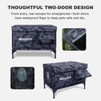 Dual doors—front entry and rear escape—for safer outdoor cats