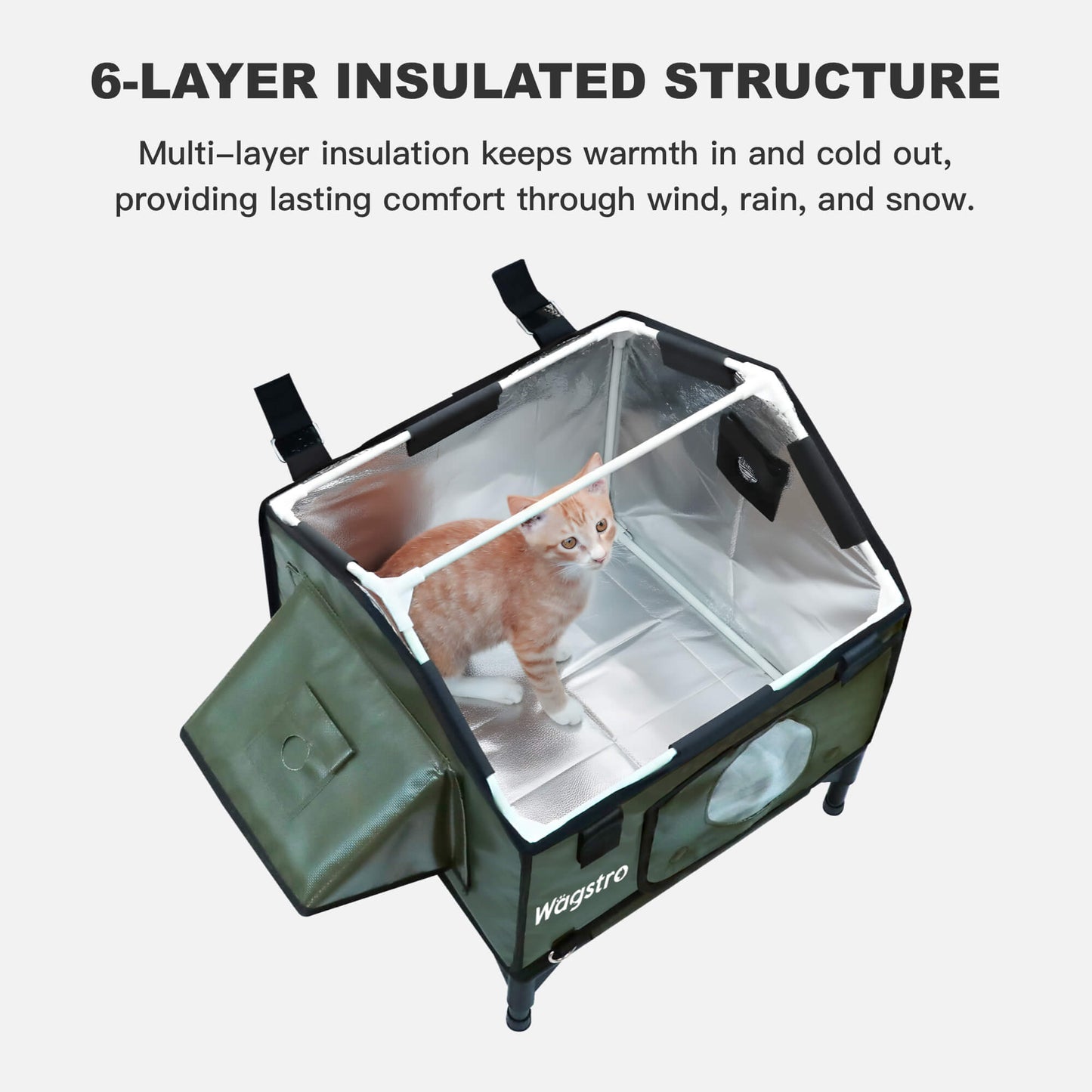 RoofHaus Insulated Outdoor Cat House - Olive Green（UK）