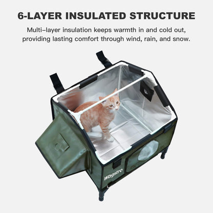 RoofHaus Insulated Outdoor Cat House - Olive Green（UK）