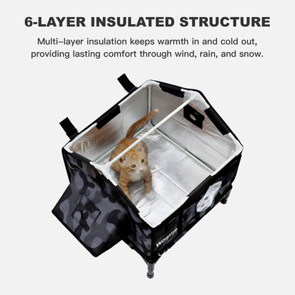 RoofHaus Insulated Outdoor Cat House -  Night Camo（UK）