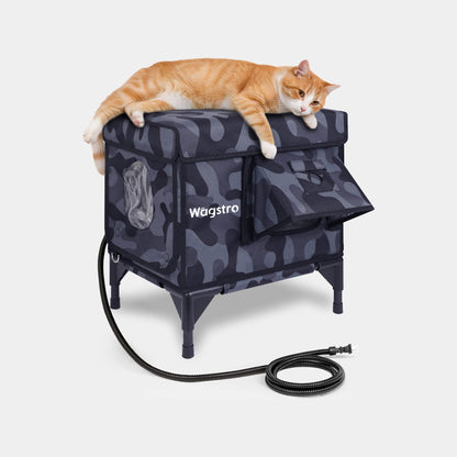AllGuard Outdoor Heated Cat House – Night Camo (Small)