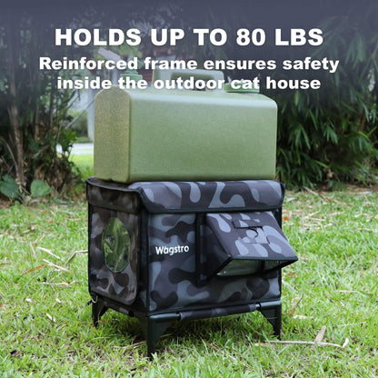 AllGuard Outdoor Heated Cat House – Night Camo (Small)
