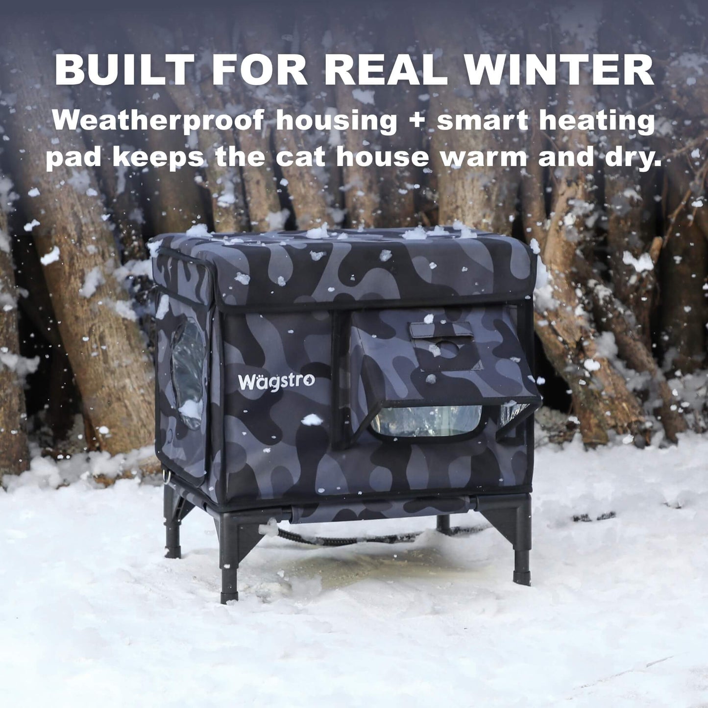 AllGuard Outdoor Heated Cat House – Night Camo (Small)