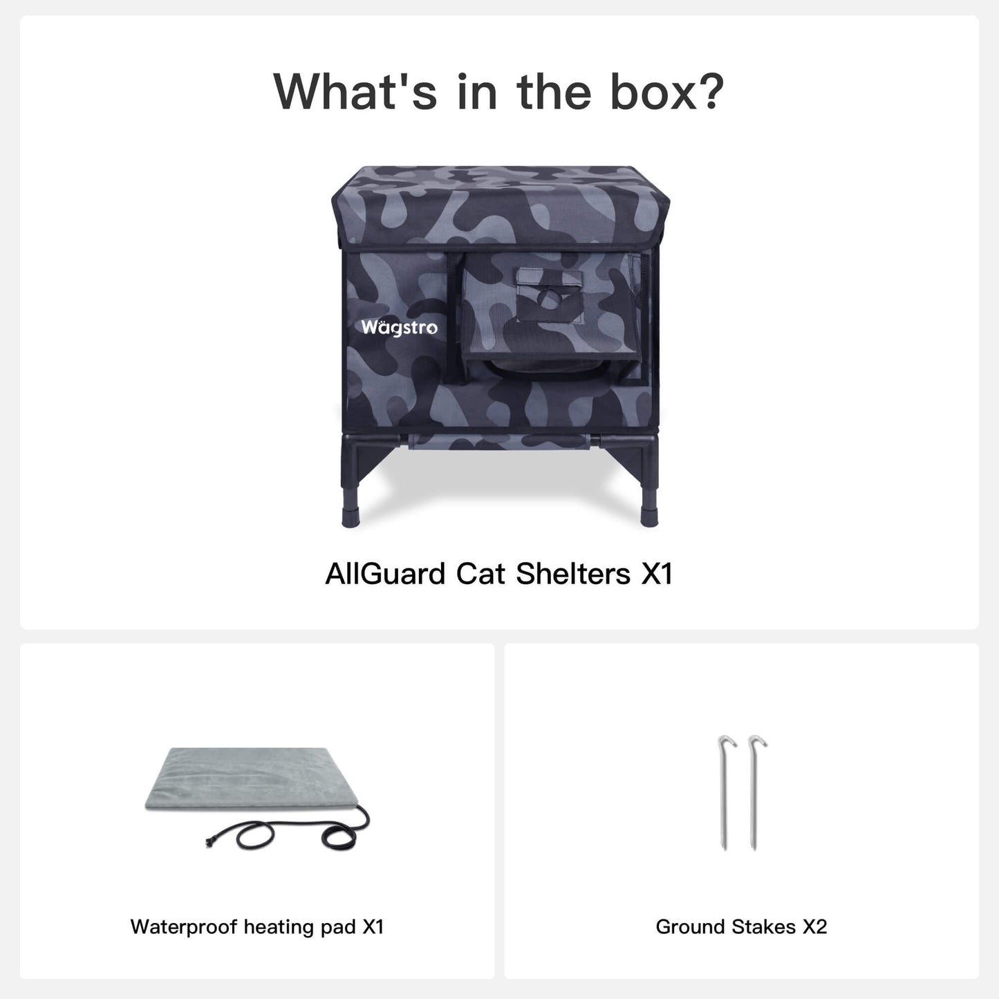 AllGuard Outdoor Heated Cat House – Night Camo (Small)