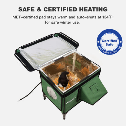 AllGuard Outdoor Heated Cat House – Forest Green (Small)