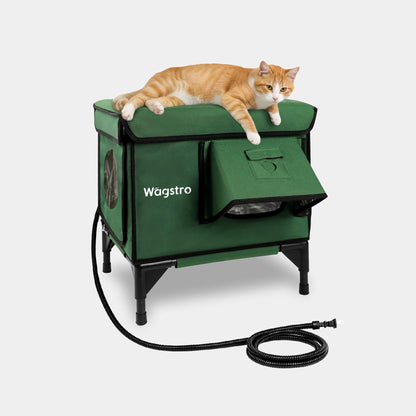 AllGuard Outdoor Heated Cat House – Forest Green (Small)