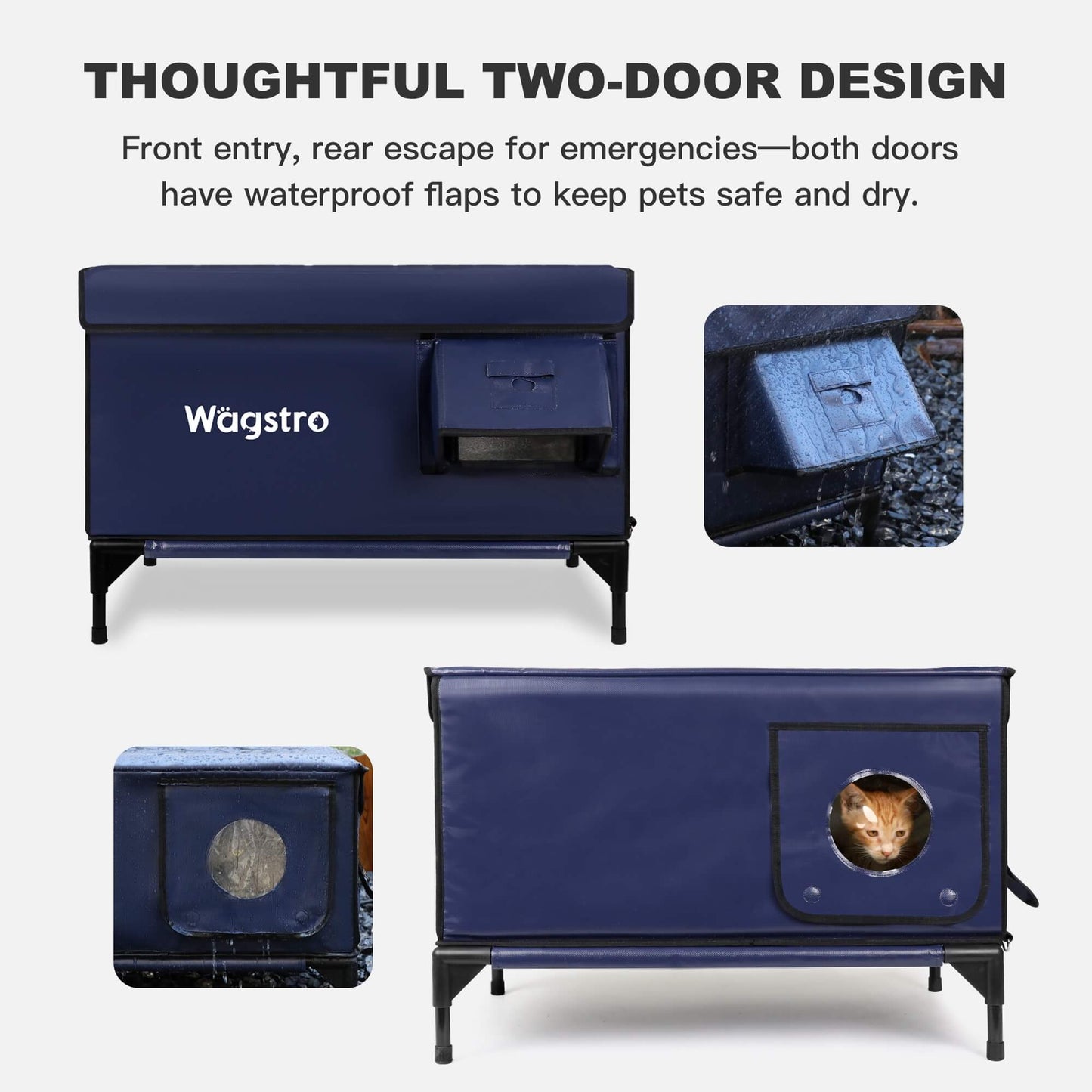 Flagship Outdoor Heated Cat House — Navy Blue