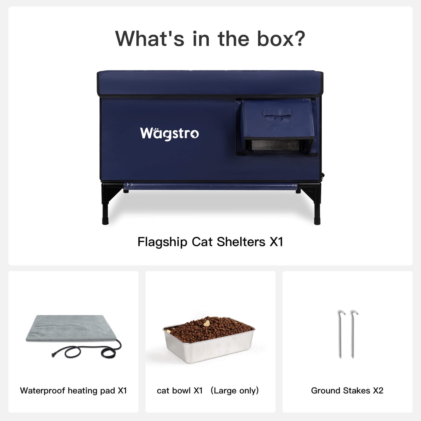 Flagship Outdoor Heated Cat House — Navy Blue