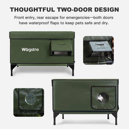 Flagship Outdoor Heated Cat House — Olive Green