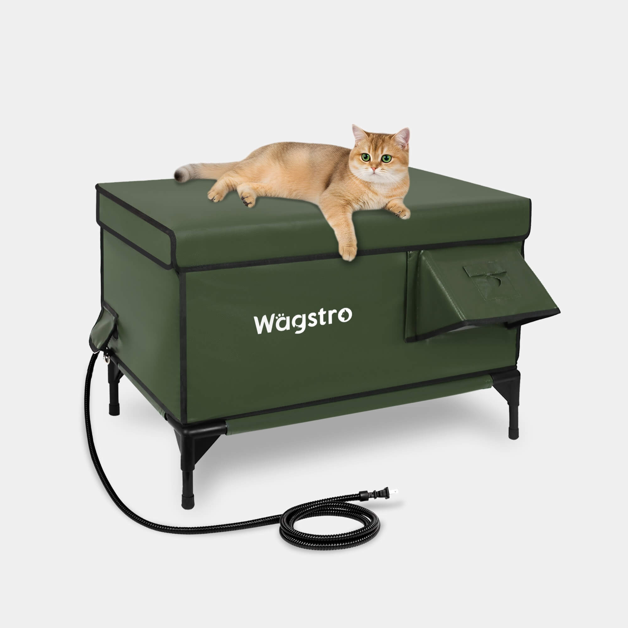 Flagship Outdoor Heated Cat House — Olive Green | Wagstro