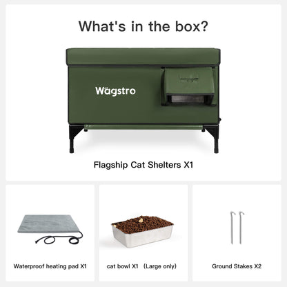 Flagship Outdoor Heated Cat House — Olive Green