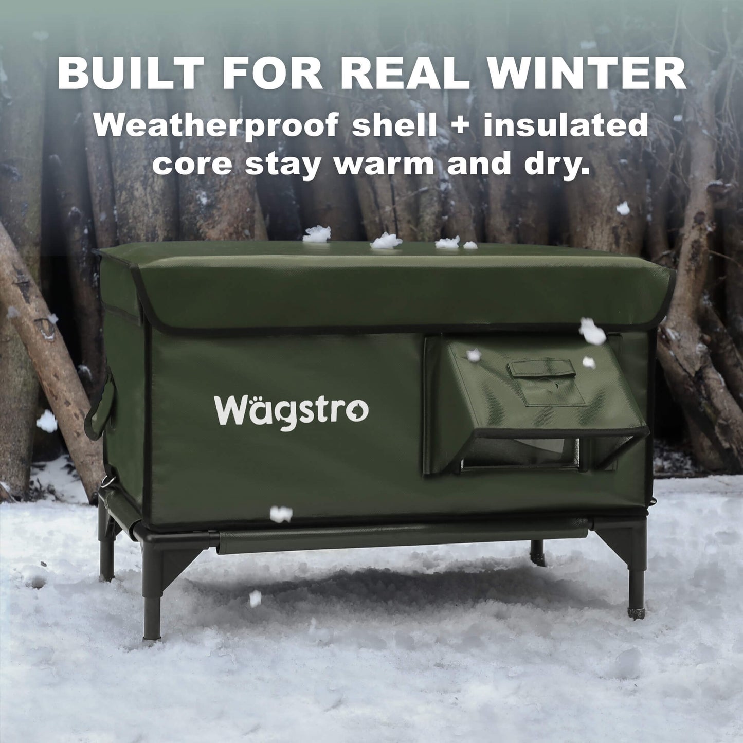 ArcticGuard Outdoor Heated Cat House – olive green