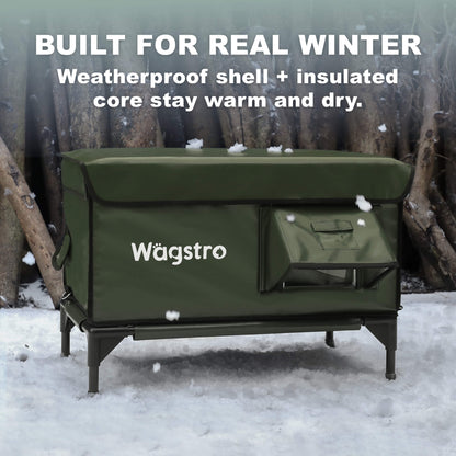 ArcticGuard Outdoor Heated Cat House – olive green