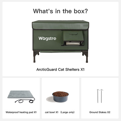 ArcticGuard Outdoor Heated Cat House – olive green