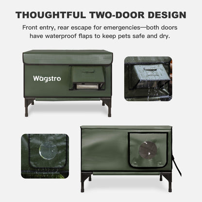 ArcticGuard Outdoor Heated Cat House – olive green